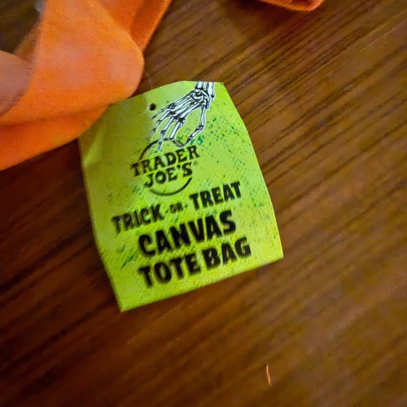 Trader Joe’s Trick or Treat Mini Canvas Tote Bag Orange NWT - Picture 3 of 3